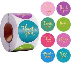 Round 500 Stickers/roll 1 Inch Bronzing / Thank you stickers self-adhesive